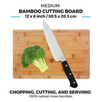 Bamboo Cutting Boards for Kitchen [Set of 3] Wood Cutting Board for Chopping Meat, Vegetables, Fruits, Cheese, Knife Friendly Serving Tray with Handles