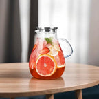 Set of 2 Glass Pitcher with Lid,2 Quart (64 oz / 1.9 Liter) Leak Proof,Glass Water Jugs, BPA-Free,Microwave & Dishwasher Safe Pitcher,Sun & Iced Tea, Sangria,Cold Brew Coffee & More
