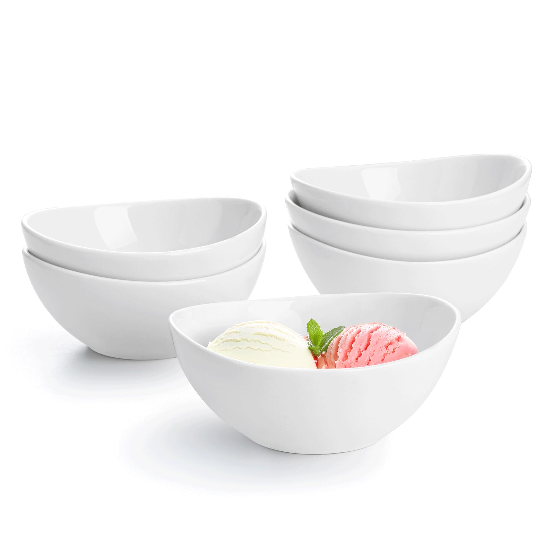 Sweese 4 oz Very Small White Porcelain Bowls - Set of 6 Dipping, Sauce, Salsa & Snack Bowls, Mini Ceramic Bowls for Condiments & Charcuterie