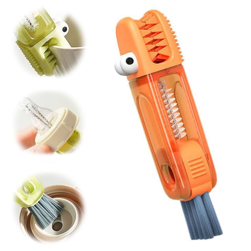3 in 1 Cup Lid Cleaning Brush, 2024 Multifunctional Crevice Portable Cup Lid Cleaning Brush for Bottle Gap Tight Spaces Cup (B-Green)