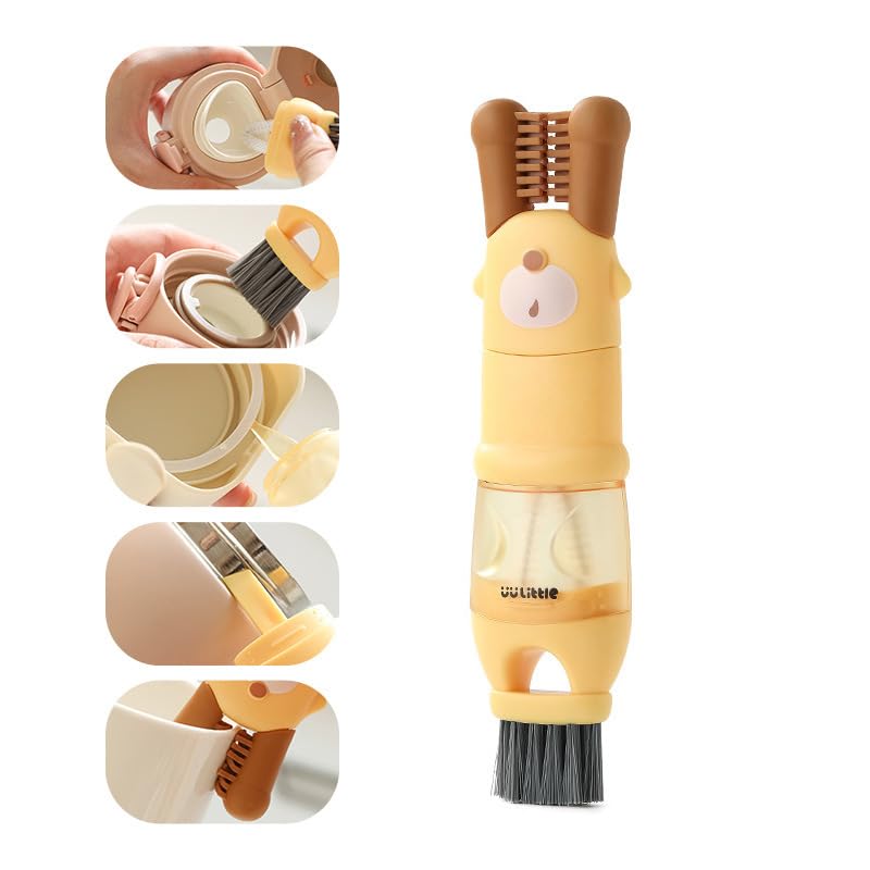 3 in 1 Cup Lid Cleaning Brush, 2024 Multifunctional Crevice Portable Cup Lid Cleaning Brush for Bottle Gap Tight Spaces Cup (B-Green)