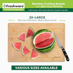 Bamboo Cutting Boards for Kitchen [Set of 3] Wood Cutting Board for Chopping Meat, Vegetables, Fruits, Cheese, Knife Friendly Serving Tray with Handles