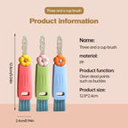 3 in 1 Cup Lid Cleaning Brush, 2024 Multifunctional Crevice Portable Cup Lid Cleaning Brush for Bottle Gap Tight Spaces Cup (B-Green)