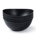 9.6'' Serving Bowls, 84oz Bamboo Fiber Salad Bowl Set of 4, Deep Serving Bowls Set, Large Oval Individual Bowls for Eating Salad/Pasta/Cereal/Pho, Ideal for Home & Restaurant (Matte White)