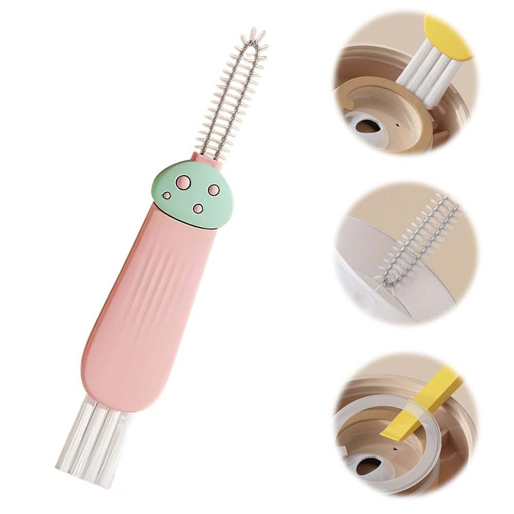 3 in 1 Cup Lid Cleaning Brush, 2024 Multifunctional Crevice Portable Cup Lid Cleaning Brush for Bottle Gap Tight Spaces Cup (B-Green)