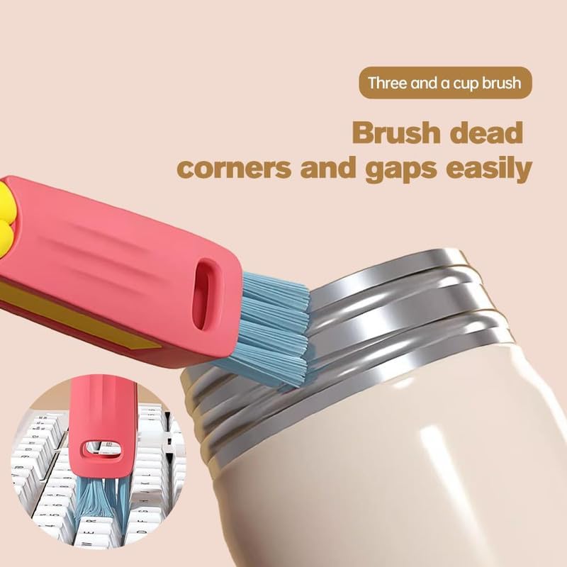 3 in 1 Cup Lid Cleaning Brush, 2024 Multifunctional Crevice Portable Cup Lid Cleaning Brush for Bottle Gap Tight Spaces Cup (B-Green)
