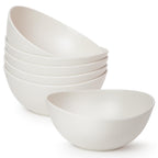 9.6'' Serving Bowls, 84oz Bamboo Fiber Salad Bowl Set of 4, Deep Serving Bowls Set, Large Oval Individual Bowls for Eating Salad/Pasta/Cereal/Pho, Ideal for Home & Restaurant (Matte White)