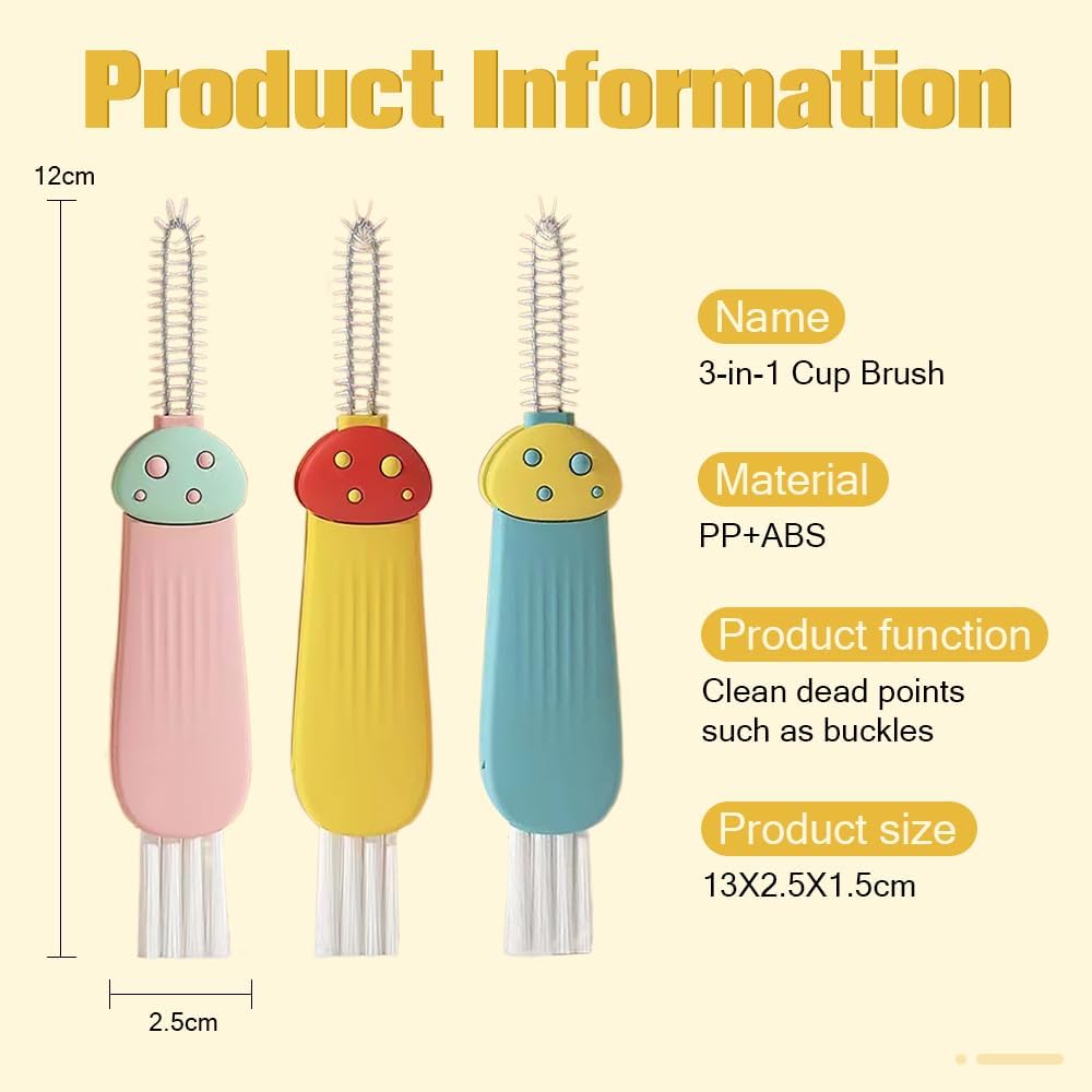 3 in 1 Cup Lid Cleaning Brush, 2024 Multifunctional Crevice Portable Cup Lid Cleaning Brush for Bottle Gap Tight Spaces Cup (B-Green)