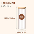 ComSaf 1 Qt Glass Storage Containers with Lids, Glass Jars with Lids, Clear Food Storage Jar, Round Canister Set of 6, Pantry Organizers for Cookie Pasta Flour Rice Tea Coffee Bean