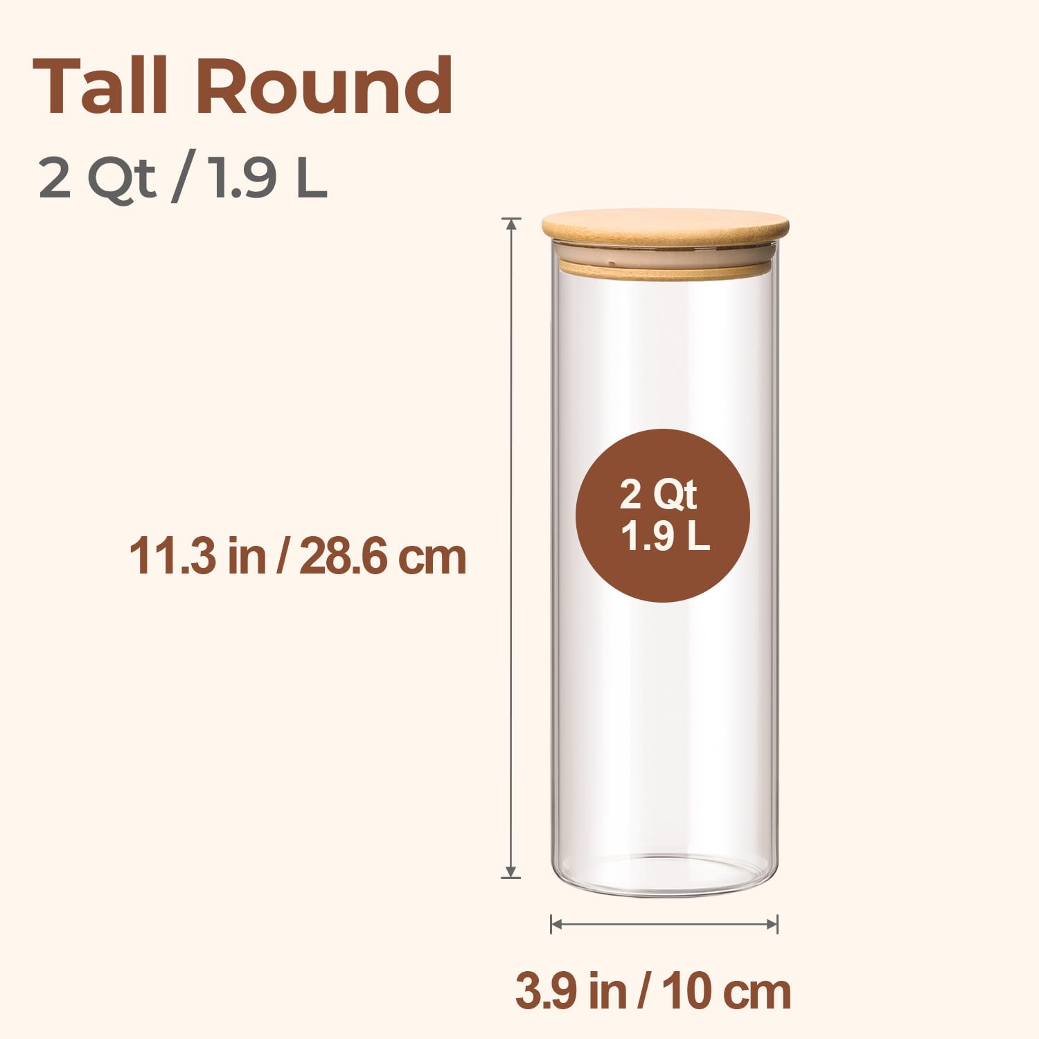 ComSaf 1 Qt Glass Storage Containers with Lids, Glass Jars with Lids, Clear Food Storage Jar, Round Canister Set of 6, Pantry Organizers for Cookie Pasta Flour Rice Tea Coffee Bean