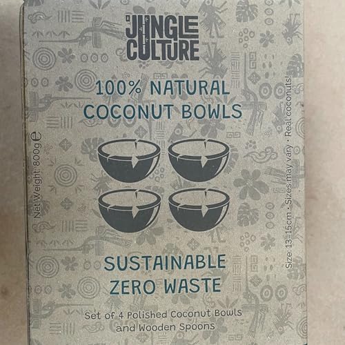 Jungle Culture 2 Polished Coconut Bowl and Wooden Spoons Set with Bamboo Straws • Natural Coconut Smoothie Bowls • Healthy Choice Coco Shell Acai & Buddha Bowls • Eco Friendly Vegan Gifts