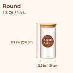 ComSaf 1 Qt Glass Storage Containers with Lids, Glass Jars with Lids, Clear Food Storage Jar, Round Canister Set of 6, Pantry Organizers for Cookie Pasta Flour Rice Tea Coffee Bean