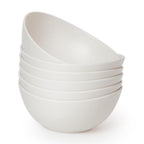 9.6'' Serving Bowls, 84oz Bamboo Fiber Salad Bowl Set of 4, Deep Serving Bowls Set, Large Oval Individual Bowls for Eating Salad/Pasta/Cereal/Pho, Ideal for Home & Restaurant (Matte White)