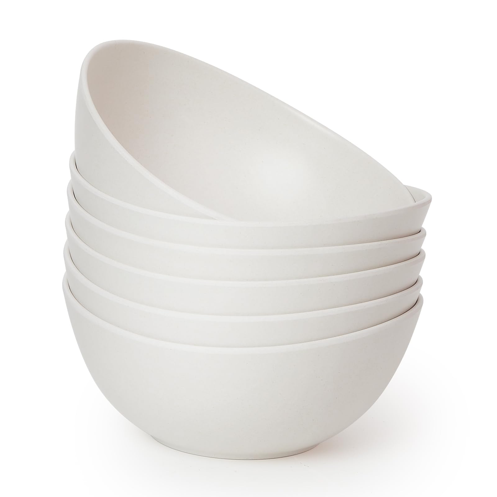 9.6'' Serving Bowls, 84oz Bamboo Fiber Salad Bowl Set of 4, Deep Serving Bowls Set, Large Oval Individual Bowls for Eating Salad/Pasta/Cereal/Pho, Ideal for Home & Restaurant (Matte White)