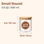 ComSaf 1 Qt Glass Storage Containers with Lids, Glass Jars with Lids, Clear Food Storage Jar, Round Canister Set of 6, Pantry Organizers for Cookie Pasta Flour Rice Tea Coffee Bean