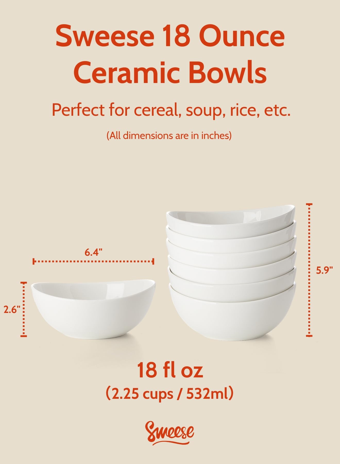 Sweese 4 oz Very Small White Porcelain Bowls - Set of 6 Dipping, Sauce, Salsa & Snack Bowls, Mini Ceramic Bowls for Condiments & Charcuterie