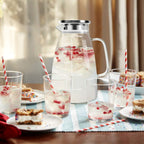 1 Gallon 128oz Glass Pitcher, Water Pitcher with Lid and Spout, Glass Carafe for Hot/Cold Drink, Water Jug for Iced Tea, Coffee, Juice, Milk, Beverage (Extra-Wide Mouth)