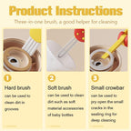 3 in 1 Cup Lid Cleaning Brush, 2024 Multifunctional Crevice Portable Cup Lid Cleaning Brush for Bottle Gap Tight Spaces Cup (B-Green)