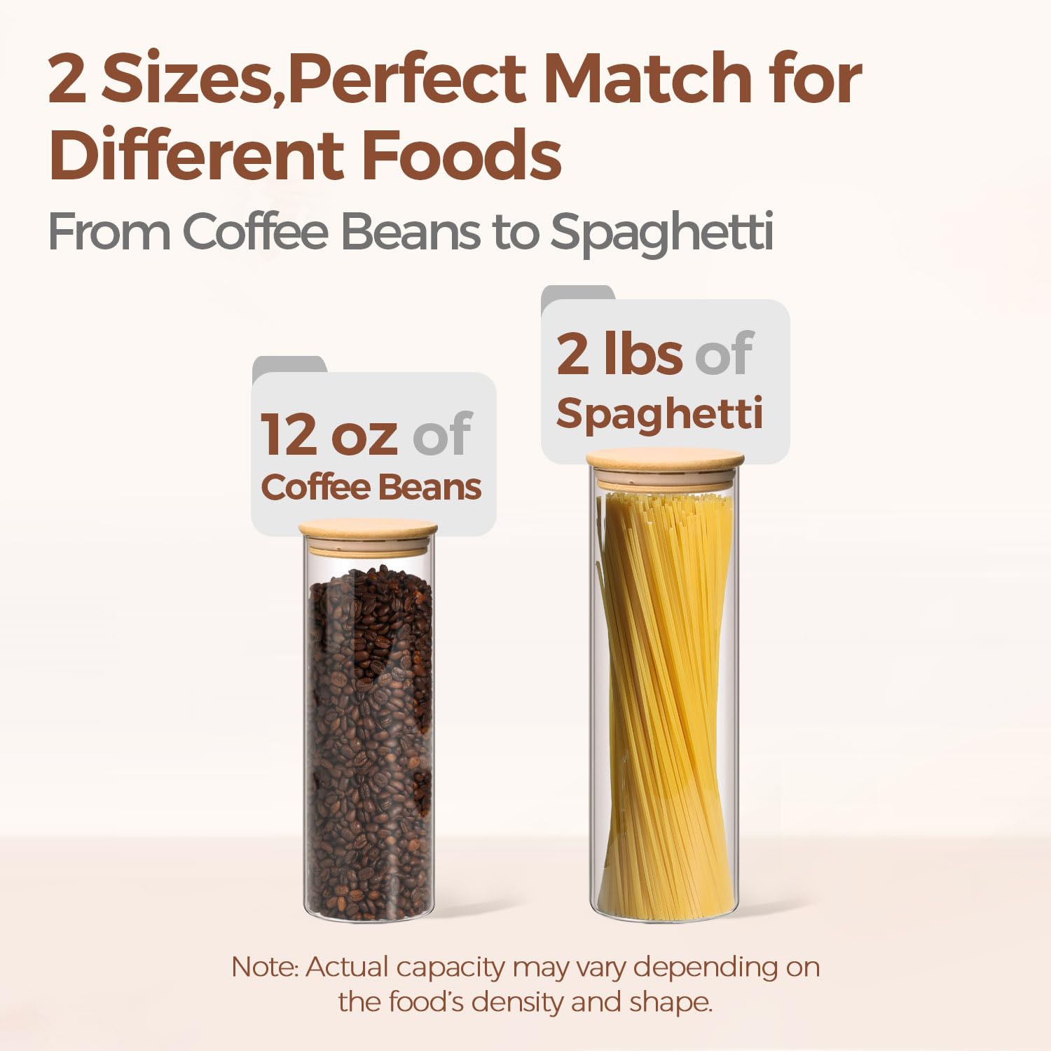 ComSaf 1 Qt Glass Storage Containers with Lids, Glass Jars with Lids, Clear Food Storage Jar, Round Canister Set of 6, Pantry Organizers for Cookie Pasta Flour Rice Tea Coffee Bean