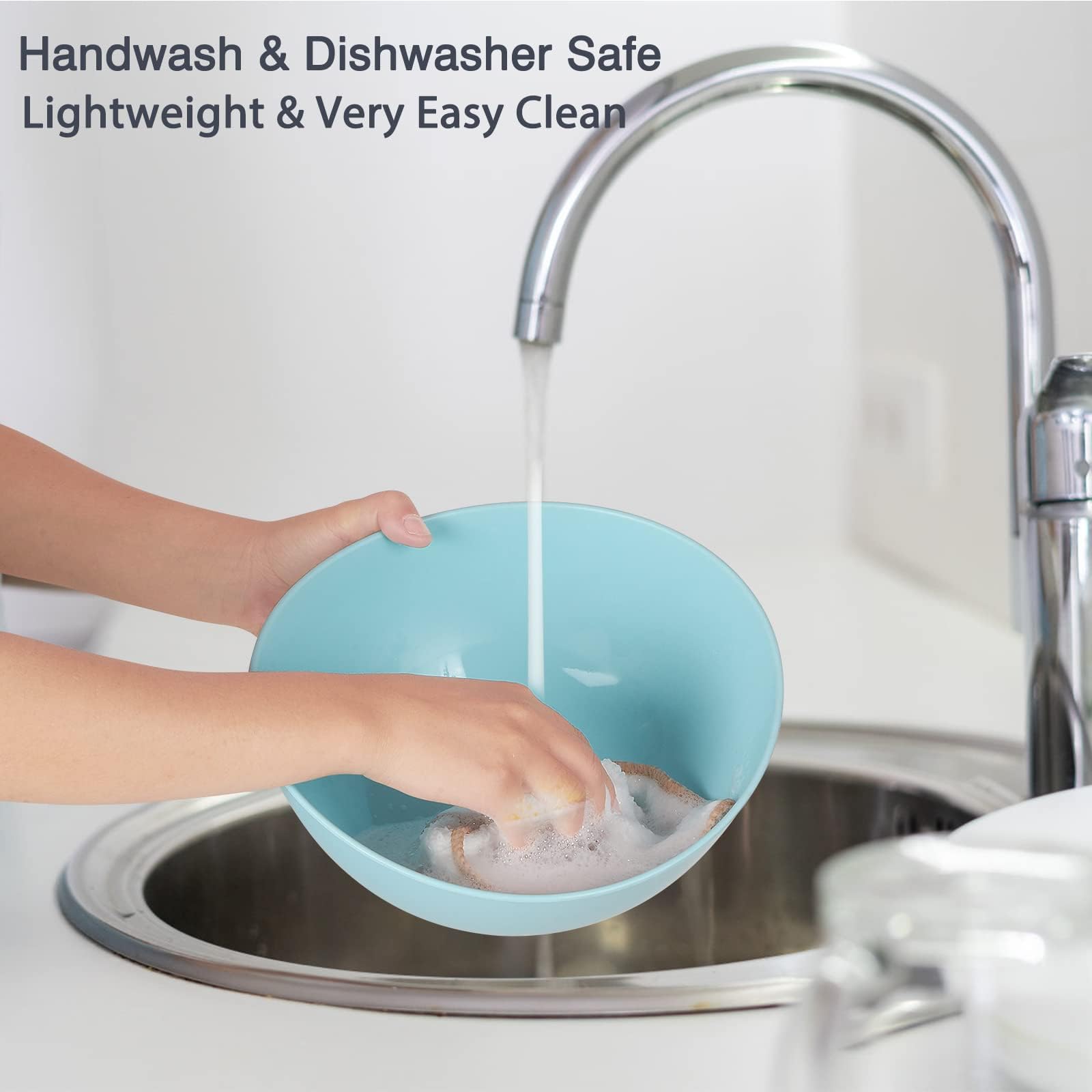 9.6'' Serving Bowls, 84oz Bamboo Fiber Salad Bowl Set of 4, Deep Serving Bowls Set, Large Oval Individual Bowls for Eating Salad/Pasta/Cereal/Pho, Ideal for Home & Restaurant (Matte White)