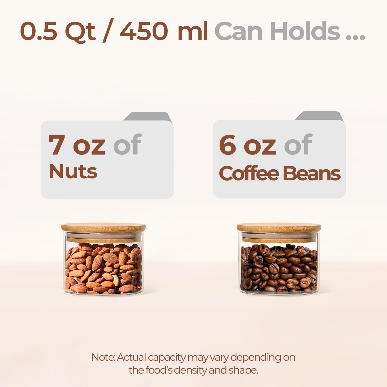 ComSaf 1 Qt Glass Storage Containers with Lids, Glass Jars with Lids, Clear Food Storage Jar, Round Canister Set of 6, Pantry Organizers for Cookie Pasta Flour Rice Tea Coffee Bean