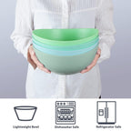 9.6'' Serving Bowls, 84oz Bamboo Fiber Salad Bowl Set of 4, Deep Serving Bowls Set, Large Oval Individual Bowls for Eating Salad/Pasta/Cereal/Pho, Ideal for Home & Restaurant (Matte White)