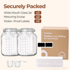 ComSaf Large Glass Jars with Lid 64 oz, Large Mason Jars Set of 3, Glass Canisters with Airtight Lids, Half Gallon Canning Jar with Seal Wire Clip Fastening for Kitchen, Pickle, Flour, Sugar, Cereal