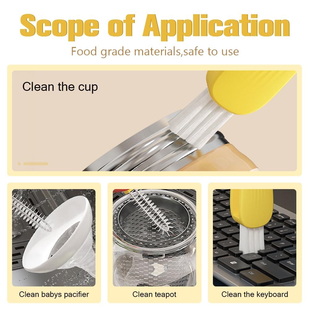 3 in 1 Cup Lid Cleaning Brush, 2024 Multifunctional Crevice Portable Cup Lid Cleaning Brush for Bottle Gap Tight Spaces Cup (B-Green)