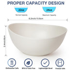 9.6'' Serving Bowls, 84oz Bamboo Fiber Salad Bowl Set of 4, Deep Serving Bowls Set, Large Oval Individual Bowls for Eating Salad/Pasta/Cereal/Pho, Ideal for Home & Restaurant (Matte White)