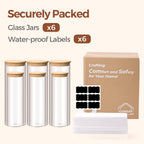 ComSaf 1 Qt Glass Storage Containers with Lids, Glass Jars with Lids, Clear Food Storage Jar, Round Canister Set of 6, Pantry Organizers for Cookie Pasta Flour Rice Tea Coffee Bean