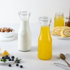 Set of 6 Glass Carafe with Lid, 1 Liter Beverage Serveware Carafe, Clear Glass Pitcher for Mimosa Bar, Brunch, Cold Water, Juice, Milk, Iced Tea, Lemonade