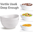 9.6'' Serving Bowls, 84oz Bamboo Fiber Salad Bowl Set of 4, Deep Serving Bowls Set, Large Oval Individual Bowls for Eating Salad/Pasta/Cereal/Pho, Ideal for Home & Restaurant (Matte White)