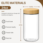 NETANY 4-pack 16oz Glass jars with Airtight Lids, Overnight Oats Containers with Bamboo Lids, Wide mouth Mason Salad jars, Glass Food Storage Containers for Snacks Yogurt Spice Sugar