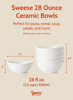 Sweese 4 oz Very Small White Porcelain Bowls - Set of 6 Dipping, Sauce, Salsa & Snack Bowls, Mini Ceramic Bowls for Condiments & Charcuterie