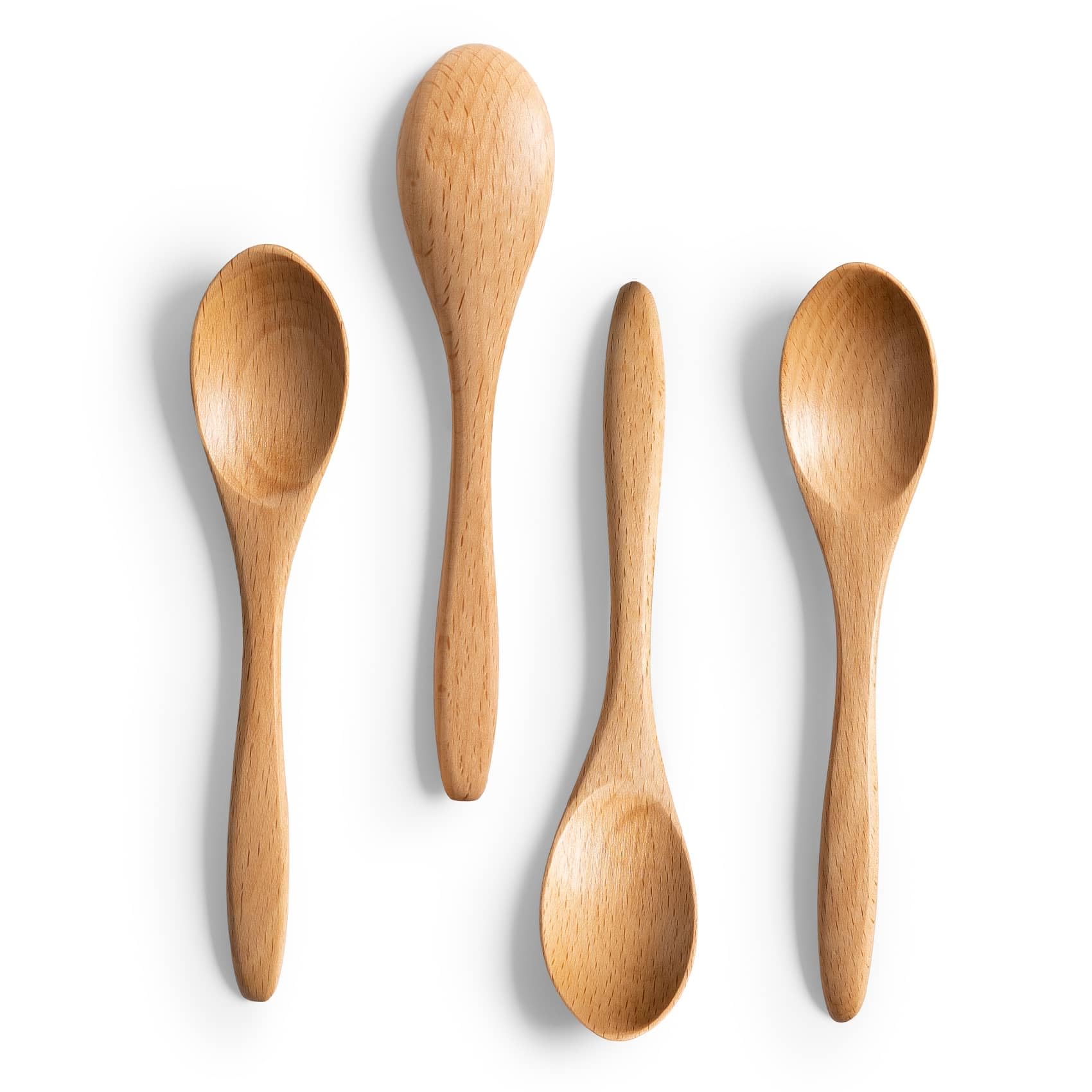7 PCS Small Wooden Spoons, 5.8 Inch Honey Spoons for Tea, Hardwood Wooden Honey Teaspoon for Coffee, Little Tiny Wood Spoons, Bamboo Table Spoon for stirring, Wooden Spoons for Utensils Set