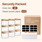 ComSaf 1 Qt Glass Storage Containers with Lids, Glass Jars with Lids, Clear Food Storage Jar, Round Canister Set of 6, Pantry Organizers for Cookie Pasta Flour Rice Tea Coffee Bean