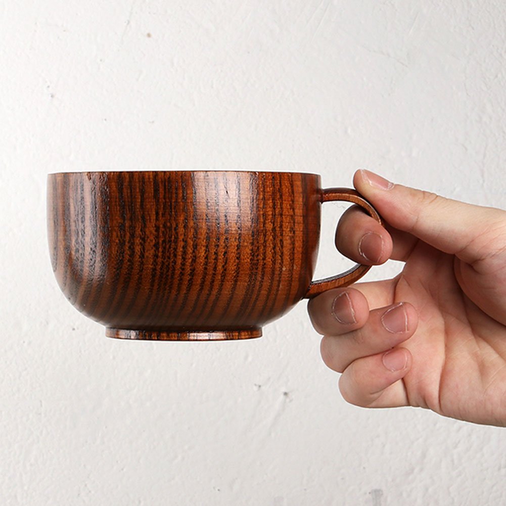 Handmade Wood Bowl, Mug, for Rice, Soup, Dip, Coffee, Tea, Decoration (4PCS Jujube Bowls, M: 4.5'' Dia x 2.6'' High)