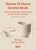 Sweese 4 oz Very Small White Porcelain Bowls - Set of 6 Dipping, Sauce, Salsa & Snack Bowls, Mini Ceramic Bowls for Condiments & Charcuterie