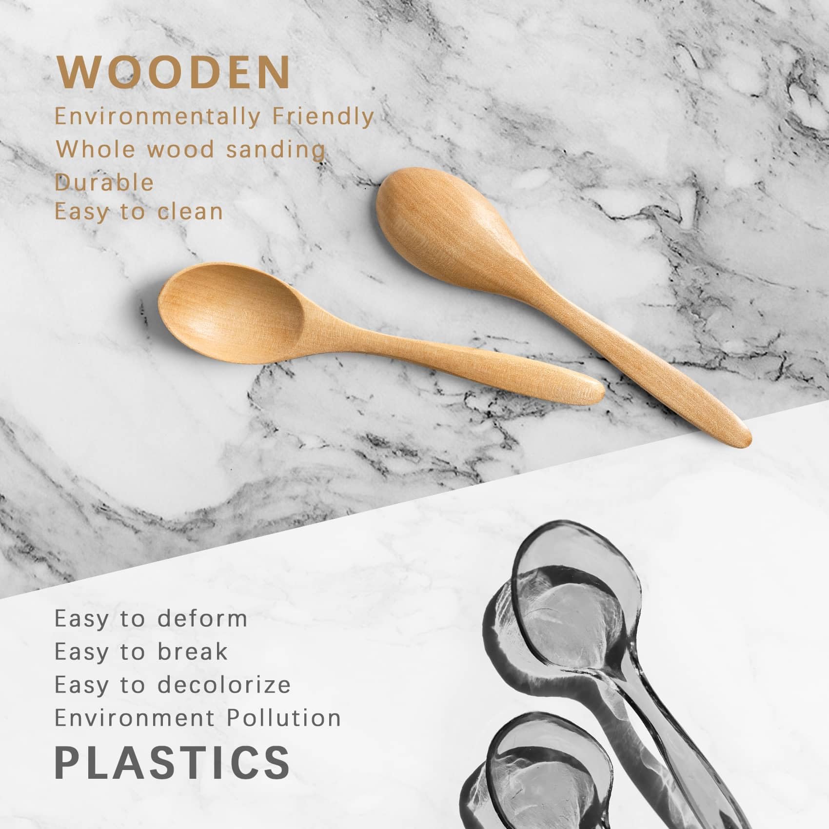 7 PCS Small Wooden Spoons, 5.8 Inch Honey Spoons for Tea, Hardwood Wooden Honey Teaspoon for Coffee, Little Tiny Wood Spoons, Bamboo Table Spoon for stirring, Wooden Spoons for Utensils Set