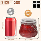 ComSaf Airtight Glass Jars with Lids 17oz Small Food Storage Container Set of 6 - Airtight Canister with Clear Preserving Seal Wire Clip Fastening for Kitchen Canning Pickling Mason jars