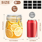 ComSaf Airtight Glass Jars with Lids 17oz Small Food Storage Container Set of 6 - Airtight Canister with Clear Preserving Seal Wire Clip Fastening for Kitchen Canning Pickling Mason jars