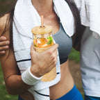 Tronco 20 oz Glass Tumbler with Lid and Straw, Iced Coffee Cup and Smoothie Cup with Bamboo Lids & Protective Silicone Sleeve, Dishwasher Safe, BPA-Free, Glass Cup 1 Pack