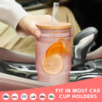 ANOTION Glass Cups with Lids and Straws - 40 Oz Tumbler with Handle and Straw Glass Water Bottles Drinking Glasses with Straws Iced Coffee Cups Travel Coffee Mug Smoothie Tumbler