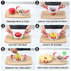 SCHVUBENR 4.72 Inch Large Apple Slicer with 12 Blades - Professional Apple Cutter - Stainless Steel Apple Corer - Sharp Apple Slicer and Corer - Apple Corer Tool - Dishwasher Safe(Black)