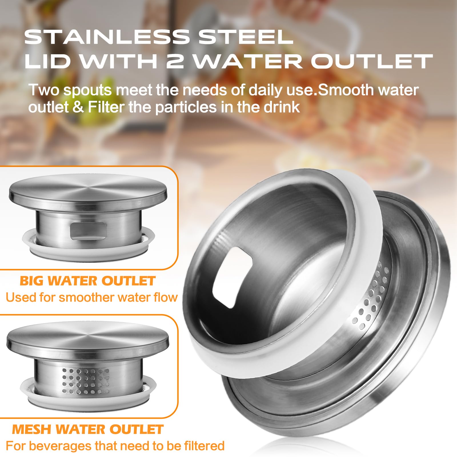 1 Gallon 128oz Glass Pitcher, Water Pitcher with Lid and Spout, Glass Carafe for Hot/Cold Drink, Water Jug for Iced Tea, Coffee, Juice, Milk, Beverage (Extra-Wide Mouth)