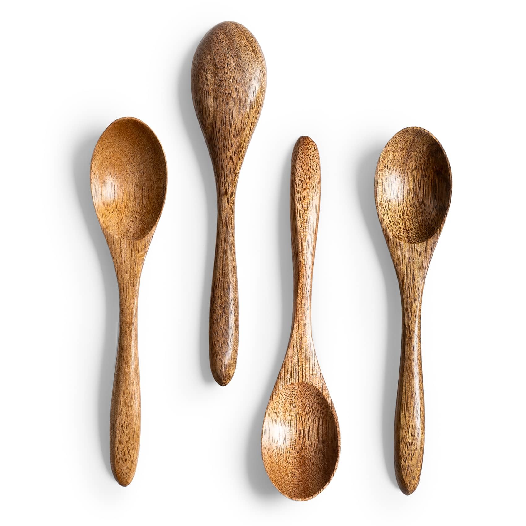7 PCS Small Wooden Spoons, 5.8 Inch Honey Spoons for Tea, Hardwood Wooden Honey Teaspoon for Coffee, Little Tiny Wood Spoons, Bamboo Table Spoon for stirring, Wooden Spoons for Utensils Set