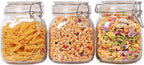 ComSaf Large Glass Jars with Lid 64 oz, Large Mason Jars Set of 3, Glass Canisters with Airtight Lids, Half Gallon Canning Jar with Seal Wire Clip Fastening for Kitchen, Pickle, Flour, Sugar, Cereal