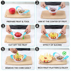 SCHVUBENR 4.72 Inch Large Apple Slicer with 12 Blades - Professional Apple Cutter - Stainless Steel Apple Corer - Sharp Apple Slicer and Corer - Apple Corer Tool - Dishwasher Safe(Black)