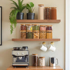 ComSaf 1 Qt Glass Storage Containers with Lids, Glass Jars with Lids, Clear Food Storage Jar, Round Canister Set of 6, Pantry Organizers for Cookie Pasta Flour Rice Tea Coffee Bean