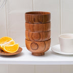 Handmade Wood Bowl, Mug, for Rice, Soup, Dip, Coffee, Tea, Decoration (4PCS Jujube Bowls, M: 4.5'' Dia x 2.6'' High)